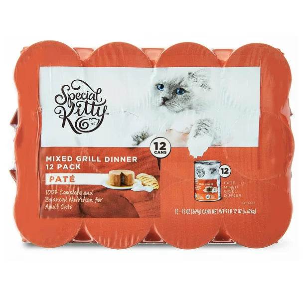 Special Kitty Mixed Grill Dinner Pate Wet Cat Food Multi-Pack, 12 Count