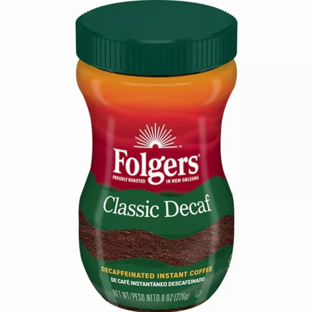 Folgers 8 oz. Decaf Classic, Instant Coffee Crystals