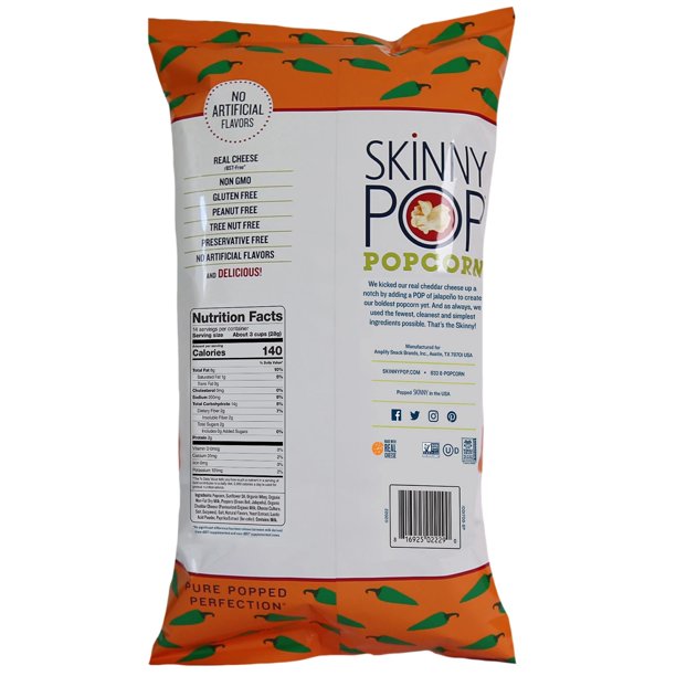 SkinnyPop Cheddar Jalapeno Popcorn Value Size Bag (14 oz.)