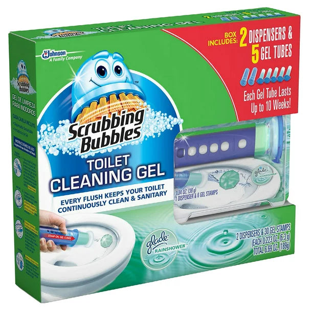Scrubbing Bubbles Toilet Gel, Rainshower Scent (2 dispensers + 30 gel discs)