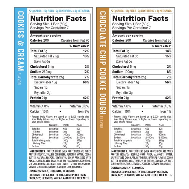 Quest Protein Bar Variety Pack, Chocolate Chip Cookie Dough and Cookies & Cream (14 ct.)