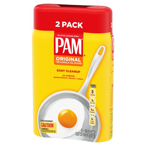 (2 Pack) PAM Original Cooking Spray, Canola Oil Nonstick Cooking & Baking Spray, 10 oz