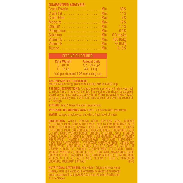 Meow Mix Original Choice Dry Cat Food, Heart Health & Oral Care Formula (32 lbs.)
