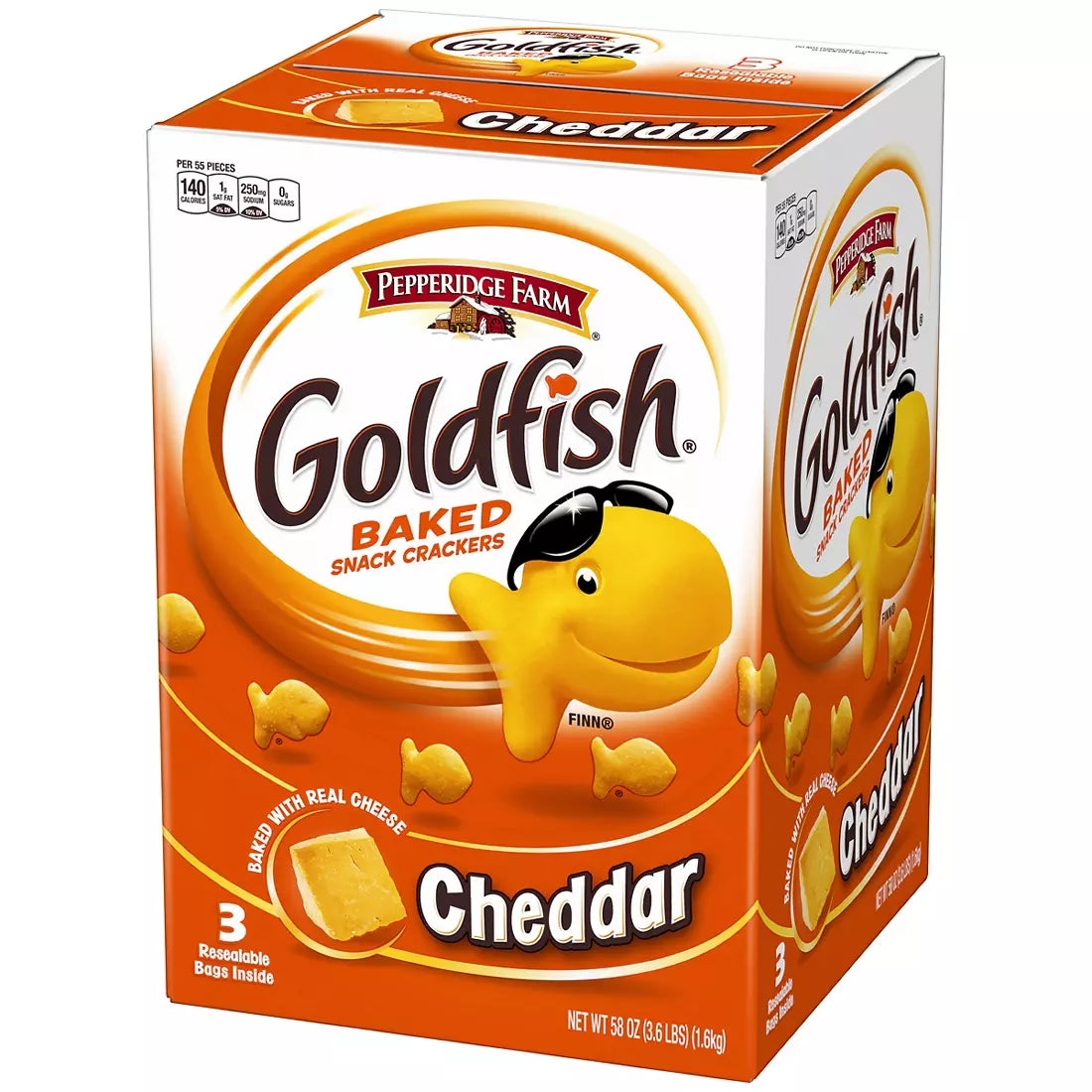 Pepperidge Farm Resealable Goldfish Cheddar Crackers, 3 ct., 58 oz.