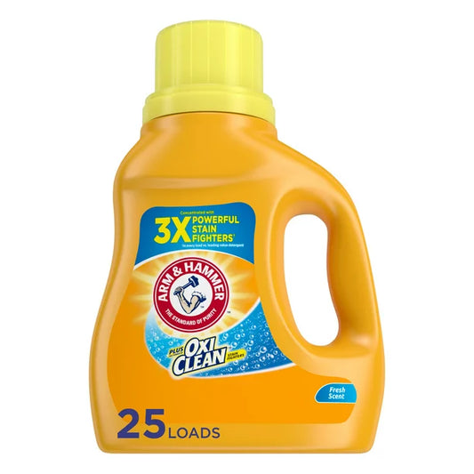 Arm Hammer Plus OxiClean Fresh Scent, 25 Loads Liquid Laundry Detergent, 32.5 fl oz