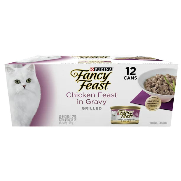 Purina Fancy Feast Wet Cat Food Chicken in Gravy, 3 oz Trays (12 Pack)