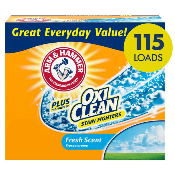 Arm Hammer Plus OxiClean Powder Laundry Detergent, Fresh Scent, 115 Loads