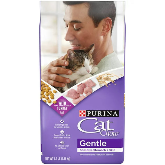 Purina Cat Chow Gentle Sensitive Stomach & Skin Dry Cat Food, 6.3 lb Bag