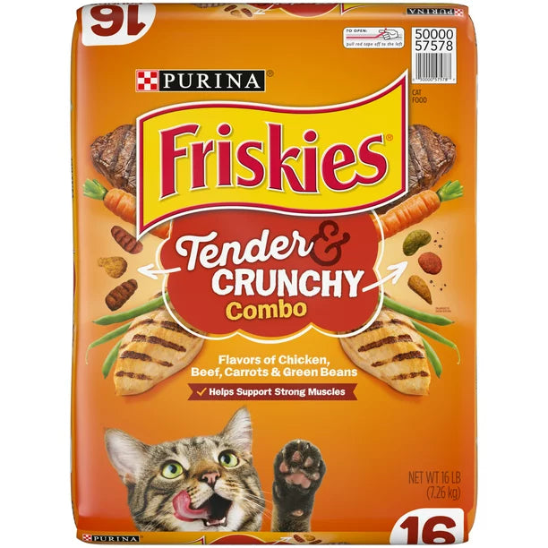 Friskies Tender & Crunchy Combo Chicken & Beef Dry Cat Food, 16 lb Bag