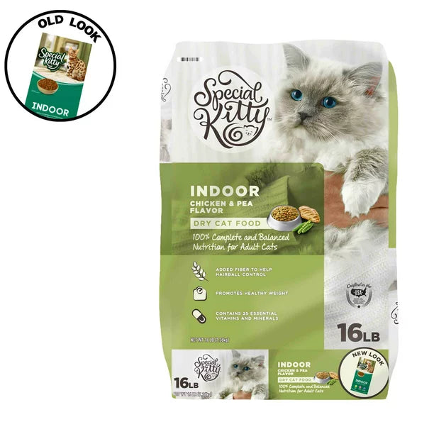 Special Kitty Indoor Formula Dry Cat Food, Chicken & Pea Flavor, 16 lb