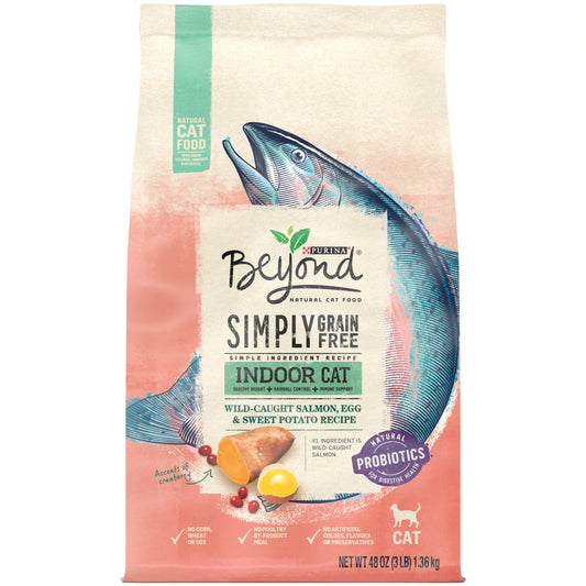 Purina Beyond Simply Indoor Cat Dry Cat Food Salmon Egg Sweet Potato, Grain-Free, 3 lb Bag