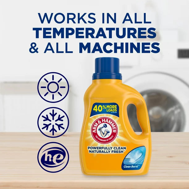 Arm & Hammer Clean Burst, 105 Loads Liquid Laundry Detergent, 105 fl oz