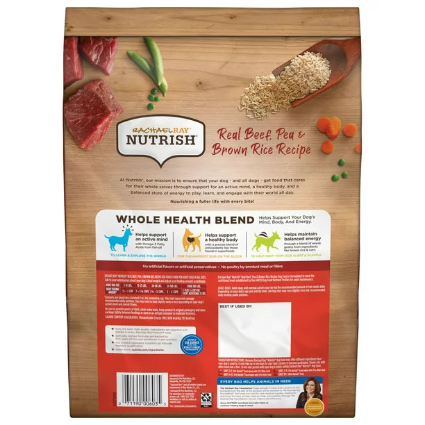 Rachael Ray Nutrish Real Beef, Pea & Brown Rice Recipe Dry Dog Food, 6 lb. Bag