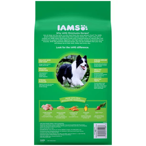 IAMS Minichunks High Protein Dog Food, Bite-size Chicken & Whole Grains for Adult Dogs (7 lb. bag)