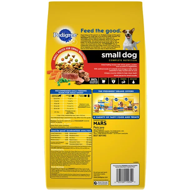 Pedigree Complete Nutrition Chicken, Rice & Vegetable Dry Dog Food for Small Dog, 3.5 lb. Bag