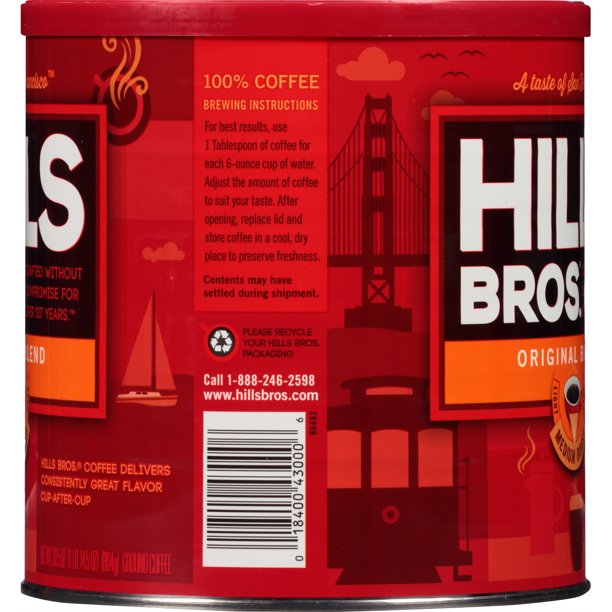 Hills Bros. Original Blend Ground Coffee, Medium Roast, 30.5 Oz. Can