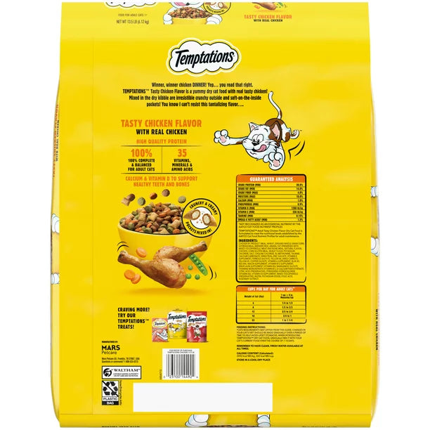 TEMPTATIONS Tasty Chicken Flavor Adult Dry Cat Food, 13.5 lb. Bag Walmart Exclusive