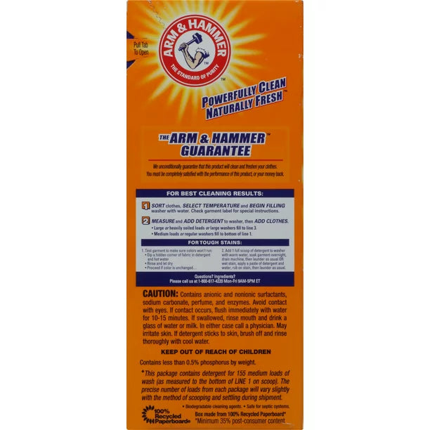 Arm & Hammer Powder Laundry Detergent, Alpine Clean, 155 loads