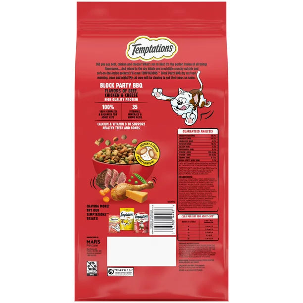 TEMPTATIONS Block Party BBQ Flavor Adult Dry Cat Food, 3.15 lb. Bag Walmart Exclusive