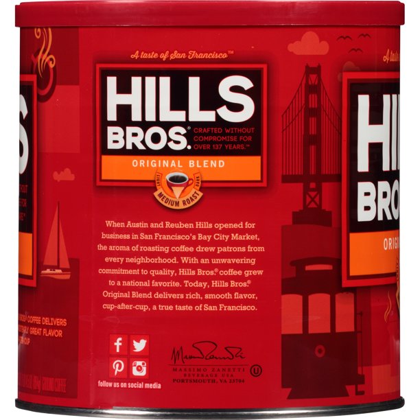 Hills Bros. Original Blend Ground Coffee, Medium Roast, 30.5 Oz. Can