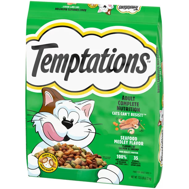 TEMPTATIONS Seafood Medley Flavor Adult Dry Cat Food, 13.5 lb. Bag, Walmart Exclusive