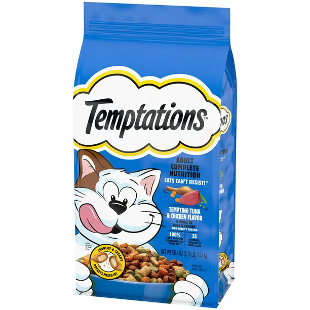 TEMPTATIONS Tempting Tuna & Chicken Flavor Adult Dry Cat Food, 3.15 lb. Bag Walmart Exclusive