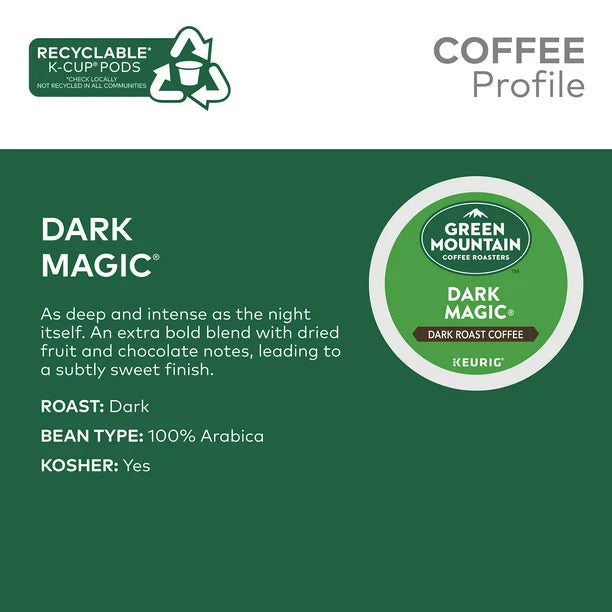 Green Mountain Coffee Roasters Dark Magic Keurig Single-Serve K-Cup pods, Dark Roast Coffee, 48 Count