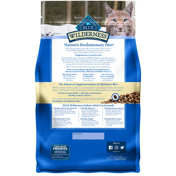 Blue Buffalo Wilderness High Protein Indoor Chicken Dry Cat Food for Adult Cats, Grain-Free, 4 lb. Bag