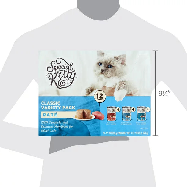 Special Kitty Beef & Tuna Flavor Pate Wet Cat Food Variety Pack for Kitten, 13 oz. Cans (12 Count)