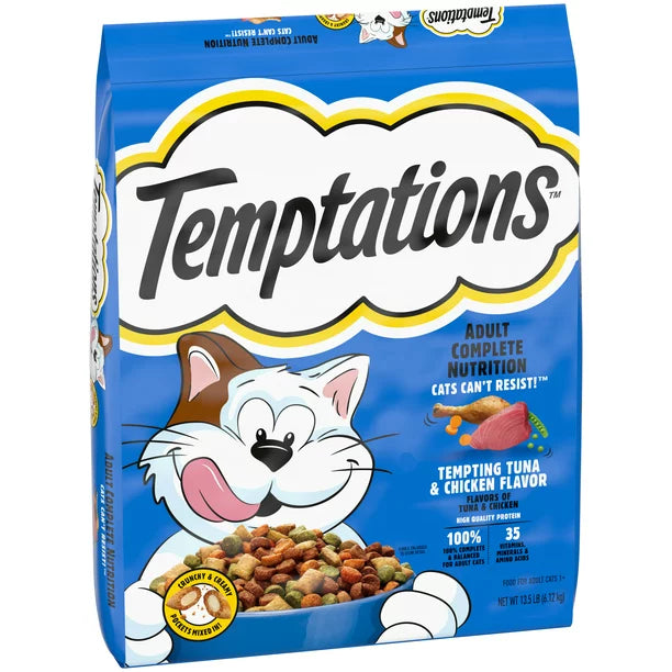 TEMPTATIONS Tempting Tuna & Chicken Flavor Adult Dry Cat Food, 13.5 lb. Bag Walmart Exclusive