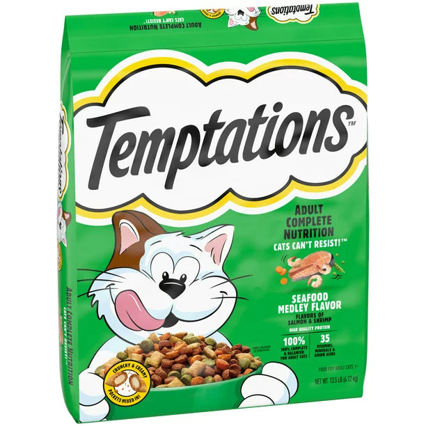 TEMPTATIONS Seafood Medley Flavor Adult Dry Cat Food, 13.5 lb. Bag, Walmart Exclusive