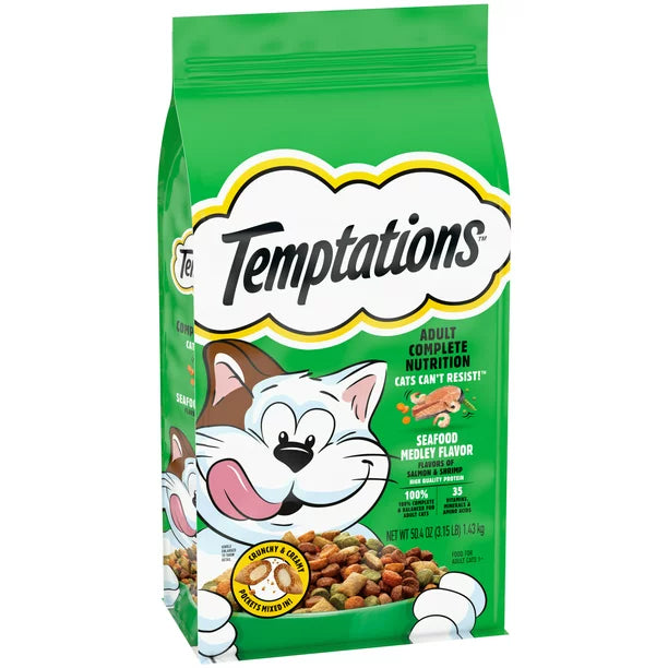 TEMPTATIONS Seafood Medley Flavor Adult Dry Cat Food, 3.15 lb. Bag Walmart Exclusive