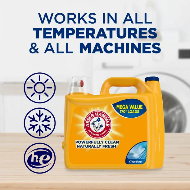 Arm & Hammer Clean Burst, 140 Loads Liquid Laundry Detergent, 140 fl oz