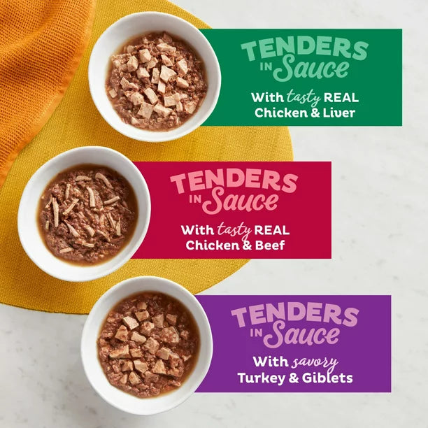 Meow Mix Tender Favorites Poultry & Beef Wet Cat Food Variety Pack, 2.75-Ounce Cups (Pack of 12)