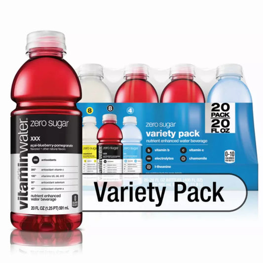 Glaceau Vitaminwater Zero Variety Pack Nutrient Enhanced Water (20 fl. oz., 20 pk.)