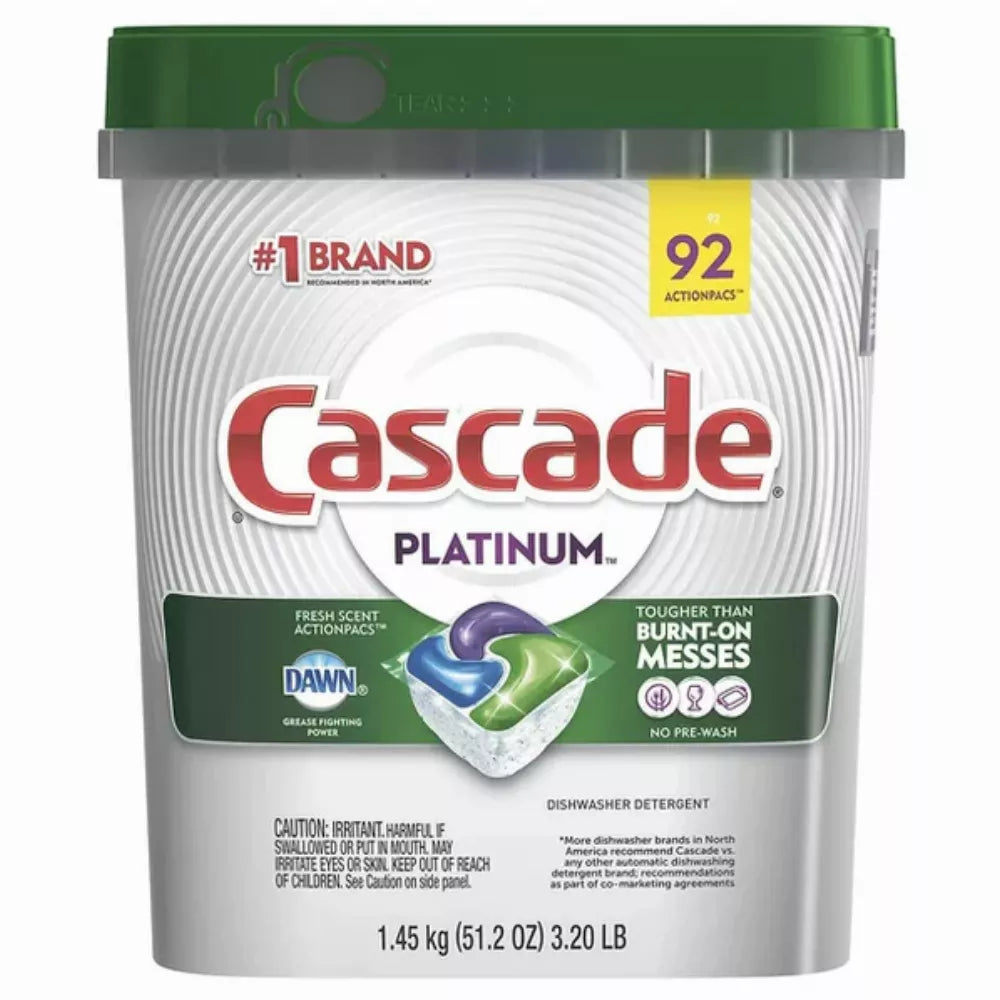 Cascade Platinum ActionPacs Dishwasher Detergent Pods, Fresh Scent (92 ct.)