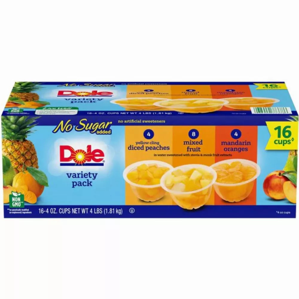 Dole No Sugar Added Mixed Fruit Variety Pack (4 oz., 16 pk.)