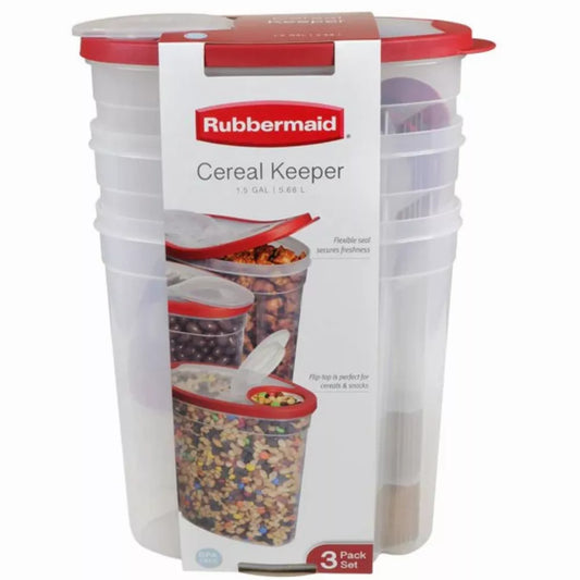 Rubbermaid Cereal Keeper Containers, Three 24 Cup Cereal Keeper Food