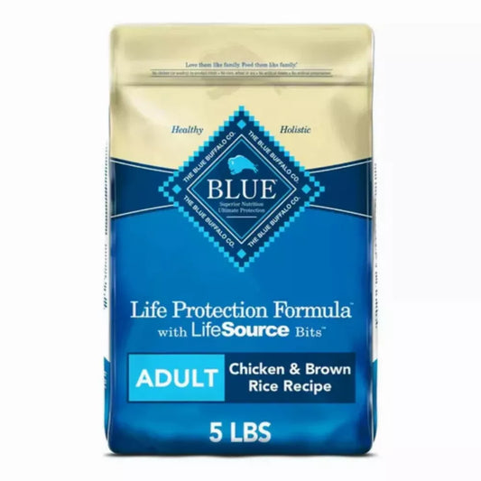 Blue Buffalo Life Protection Formula Chicken and Brown Rice Dry Dog Food for Adult Dogs, Whole Grain, 5 lb. Bag