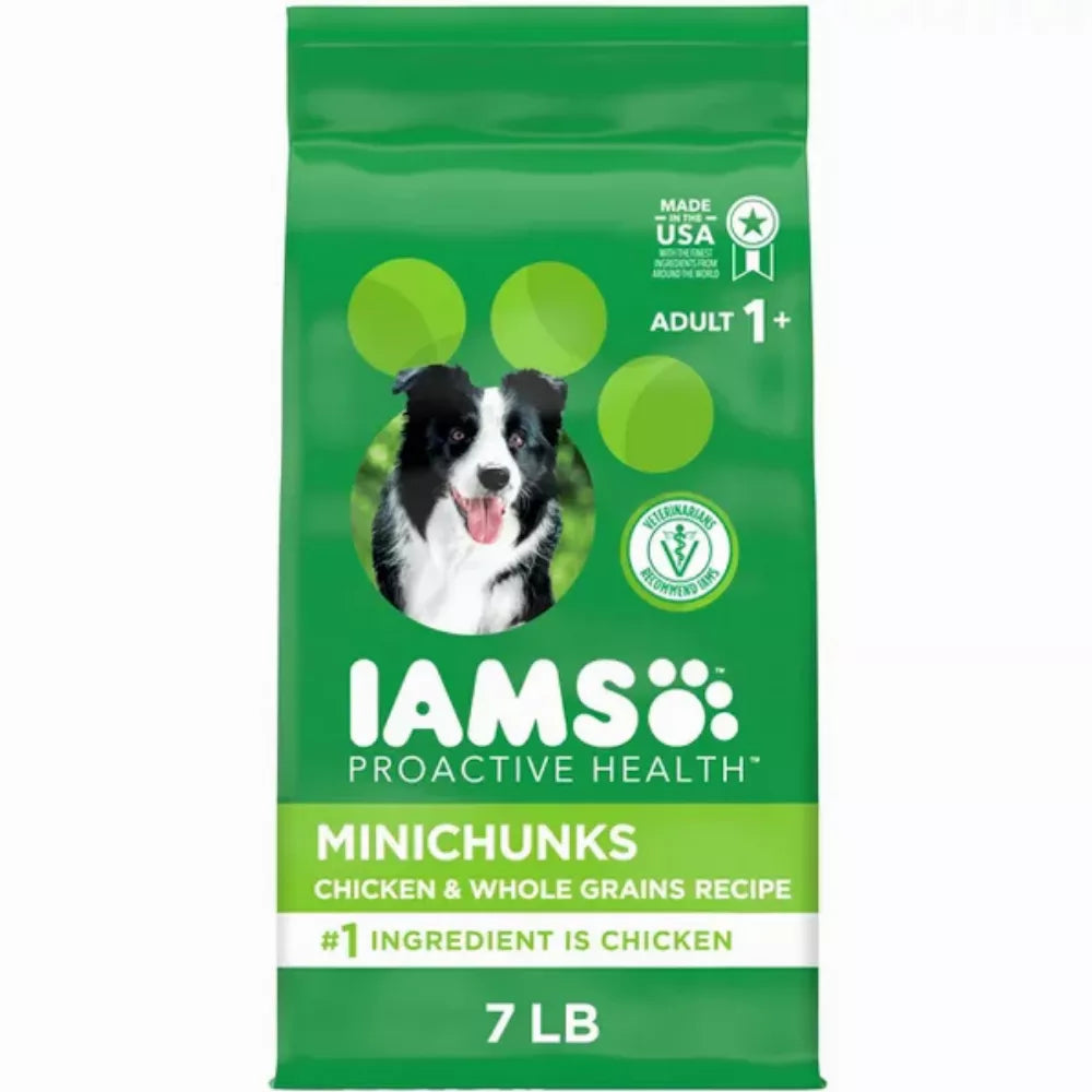 IAMS Minichunks High Protein Dog Food, Bite-size Chicken & Whole Grains for Adult Dogs (7 lb. bag)