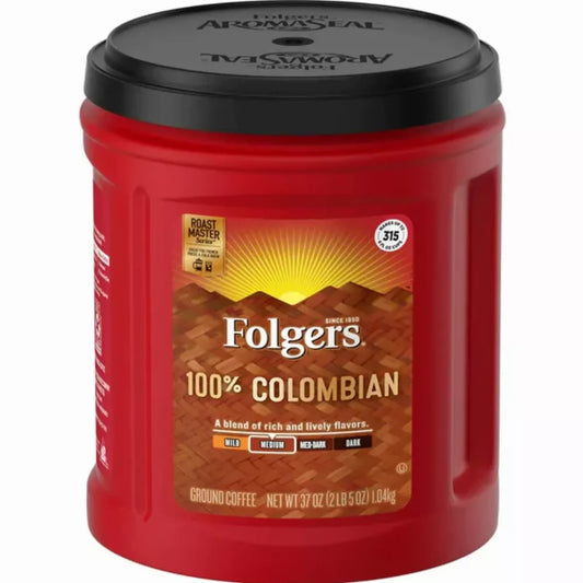 Folgers 100% Colombian Ground Coffee, 37-Ounce