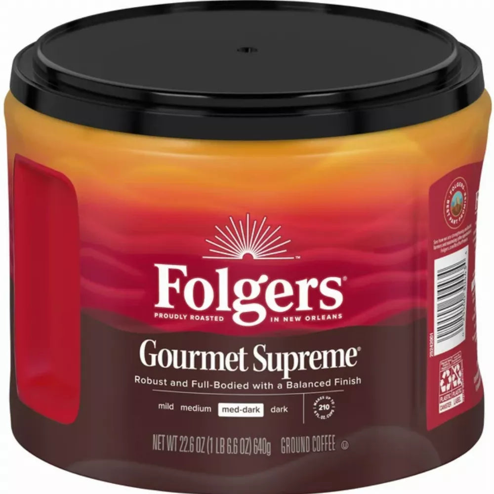 Folgers Gourmet Supreme Ground Coffee, 22.6 Ounce Canisters