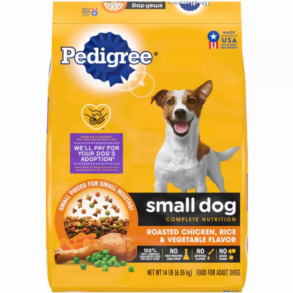 Pedigree Complete Nutrition Chicken, Rice & Vegetable Flavor Dry Dog Food for Small Adult Dog, 14 lb. Bag