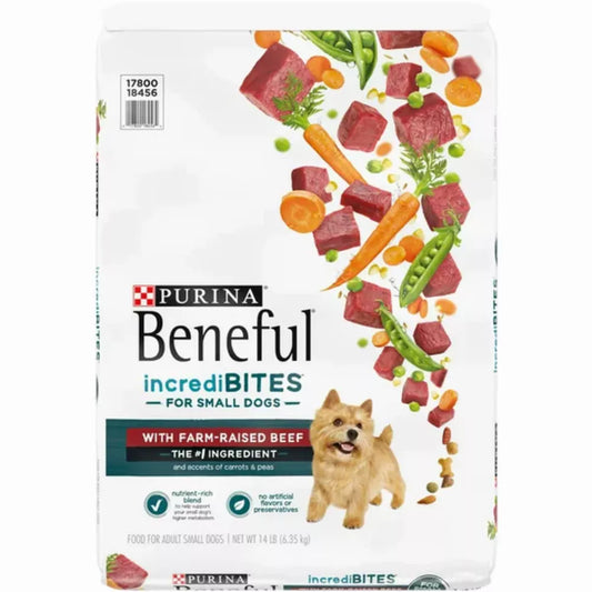 Purina Beneful Incredibites for Small Dogs Dry Dog Food Farm Raised Beef, 10 lb Bag