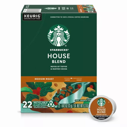 Starbucks House Blend, Medium Roast K-Cup Coffee Pods, 100% Arabica, 22 ct