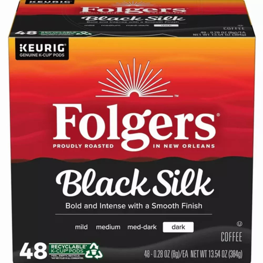 Folgers Black Silk, Dark Roast Coffee, K-Cup Pods, 48-Count