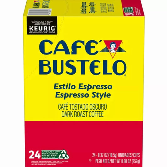 Cafe Bustelo, Espresso Style Dark Roast Coffee, Keurig K-Cup Pods 24 Ct.