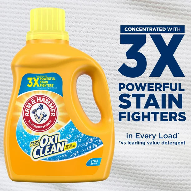 Arm & Hammer Plus OxiClean Fresh Scent, 77 Loads Liquid Laundry Detergent, 100.5 fl oz