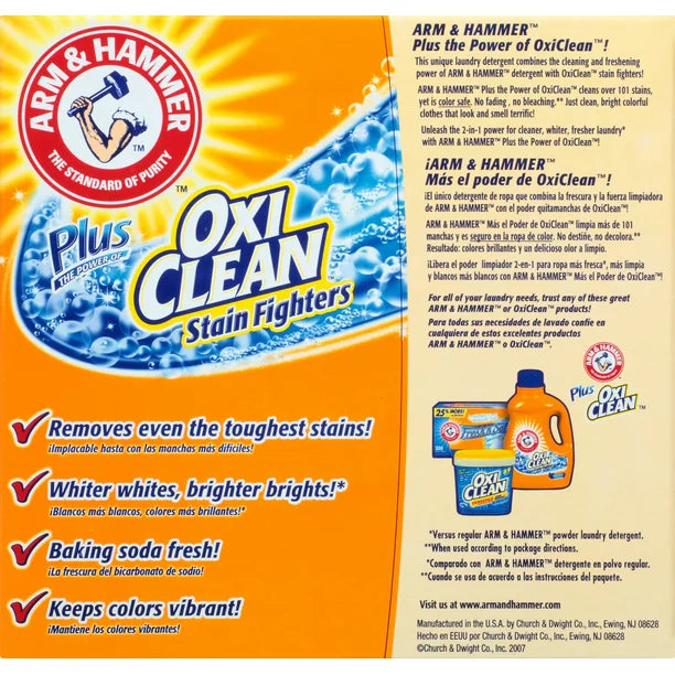 Arm Hammer Plus OxiClean Powder Laundry Detergent, Fresh Scent, 115 Loads