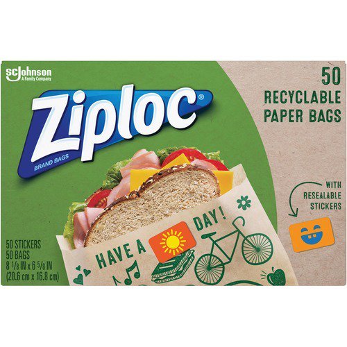 Ziploc Paper Sandwich Bags w/ Resealable Stickers (50 ct./pk., 2 pk.)